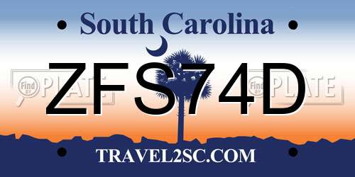 ZFS74D South Carolina License Plate