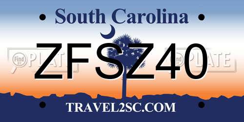 ZFSZ40 South Carolina License Plate