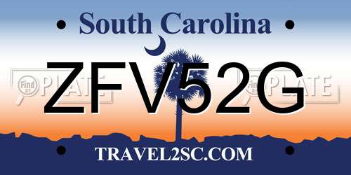 ZFV52G South Carolina License Plate