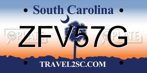 ZFV57G South Carolina License Plate