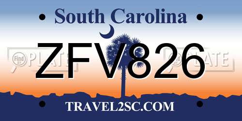 ZFV826 South Carolina License Plate