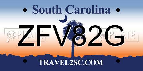 ZFV82G South Carolina License Plate