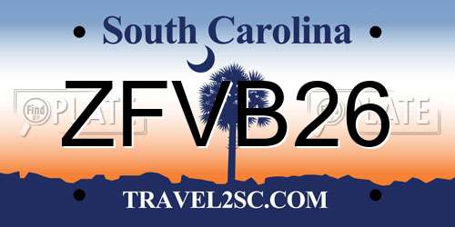 ZFVB26 South Carolina License Plate