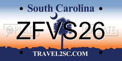 ZFVS26 South Carolina License Plate