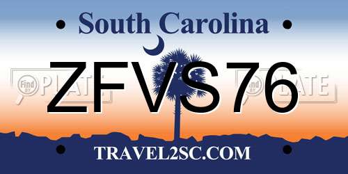 ZFVS76 South Carolina License Plate