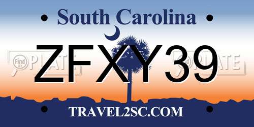 ZFXY39 South Carolina License Plate