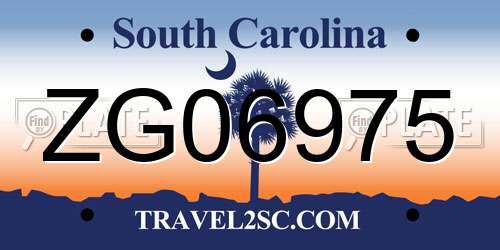 ZG06975 South Carolina License Plate
