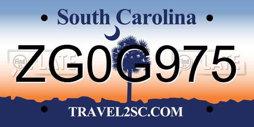 ZG0G975 South Carolina License Plate