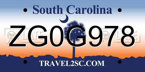 ZG0G978 South Carolina License Plate