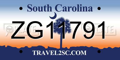 ZG11791 South Carolina License Plate
