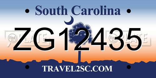 ZG12435 South Carolina License Plate