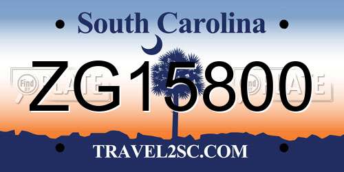 ZG15800 South Carolina License Plate