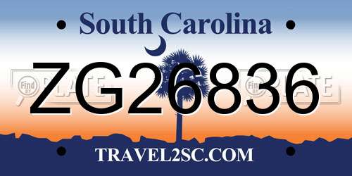 ZG26836 South Carolina License Plate