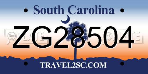 ZG28504 South Carolina License Plate