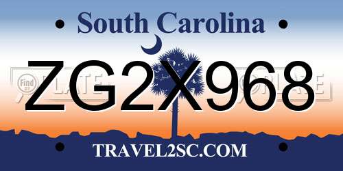 ZG2X968 South Carolina License Plate