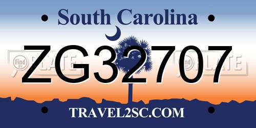 ZG32707 South Carolina License Plate