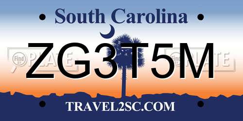 ZG3T5M South Carolina License Plate