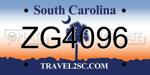 ZG4096 South Carolina License Plate