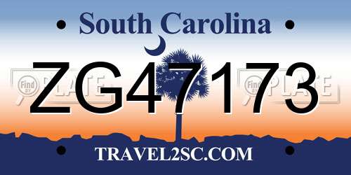 ZG47173 South Carolina License Plate