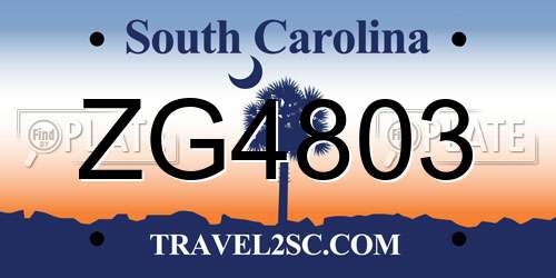 ZG4803 South Carolina License Plate