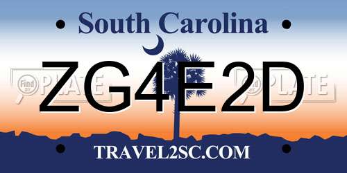 ZG4E2D South Carolina License Plate