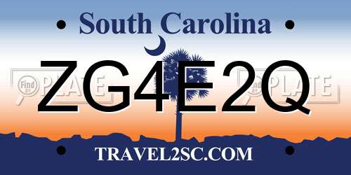 ZG4E2Q South Carolina License Plate