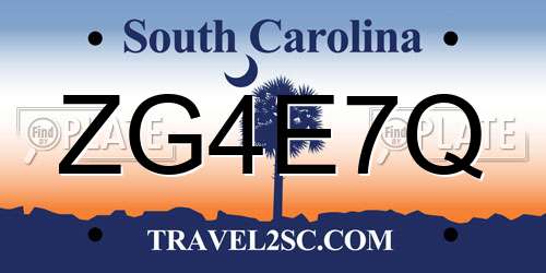 ZG4E7Q South Carolina License Plate