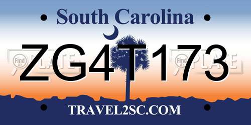 ZG4T173 South Carolina License Plate