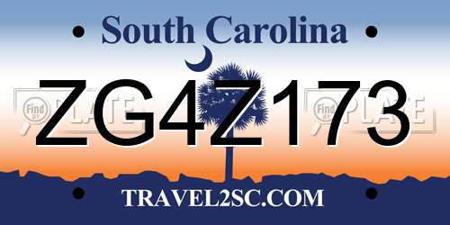 ZG4Z173 South Carolina License Plate