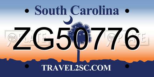 ZG50776 South Carolina License Plate