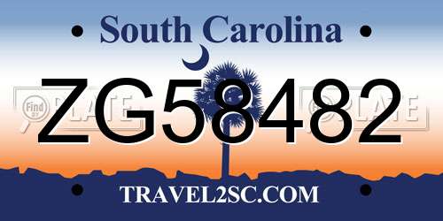 ZG58482 South Carolina License Plate