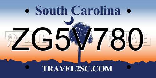 ZG5V780 South Carolina License Plate