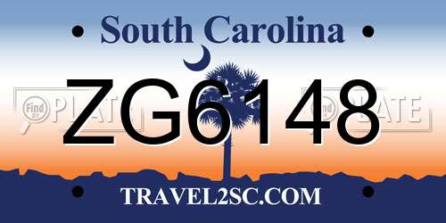 ZG6148 South Carolina License Plate