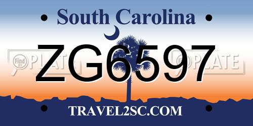 ZG6597 South Carolina License Plate