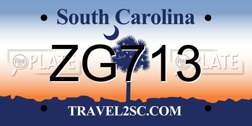 ZG713 South Carolina License Plate
