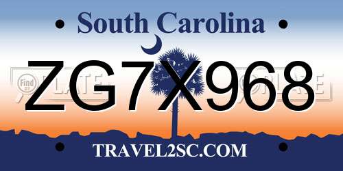ZG7X968 South Carolina License Plate
