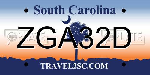 ZGA32D South Carolina License Plate