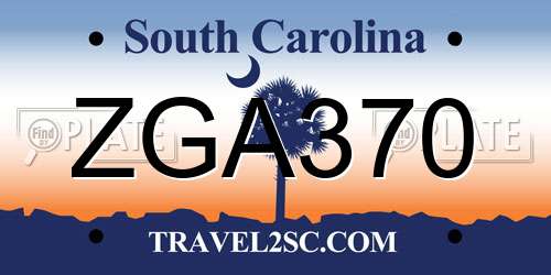 ZGA370 South Carolina License Plate