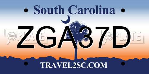 ZGA37D South Carolina License Plate