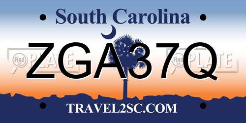 ZGA37Q South Carolina License Plate