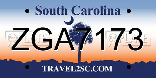 ZGA7173 South Carolina License Plate