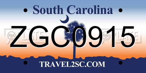 ZGC0915 South Carolina License Plate