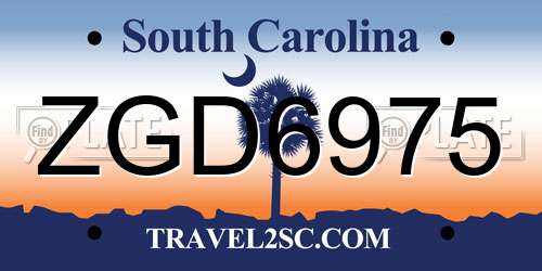 ZGD6975 South Carolina License Plate