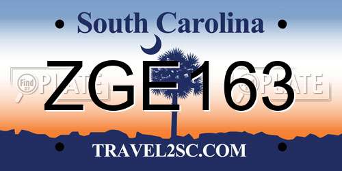 ZGE163 South Carolina License Plate