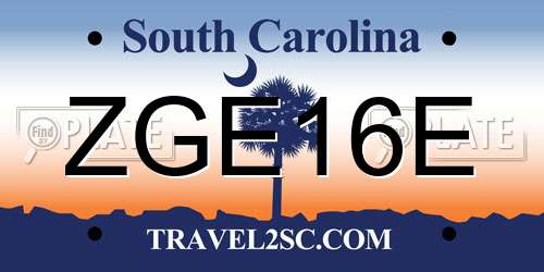 ZGE16E South Carolina License Plate