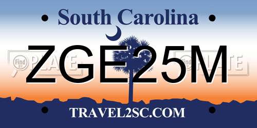 ZGE25M South Carolina License Plate