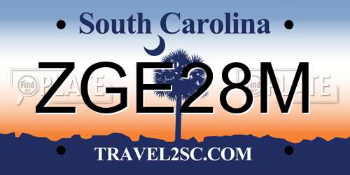 ZGE28M South Carolina License Plate