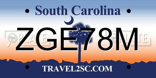 ZGE78M South Carolina License Plate