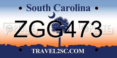 ZGG473 South Carolina License Plate