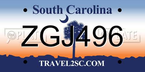 ZGJ496 South Carolina License Plate